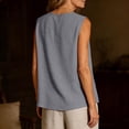 thumbnail image 6 of Women's 100% Cotton Sleeveless Vest, Casual Solid Color Button-Up Tank Top with Deep V-Neck for Autumn & Spring, 6 of 6