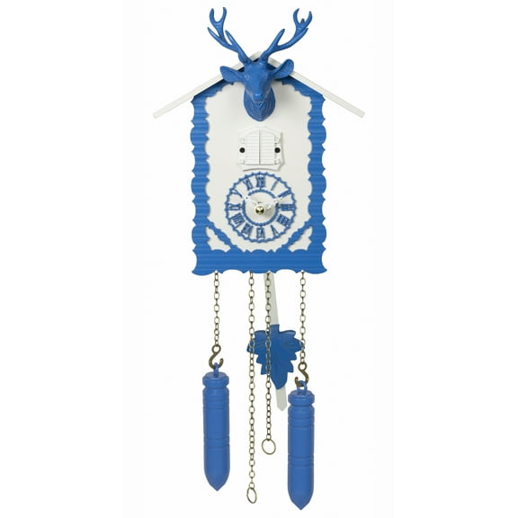 Quartz Cuckoo Clock with music and deer head, blue TU 360/20 QM blau