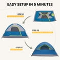 thumbnail image 6 of Gianna 4 Person Waterproof Camping Tent with Rainfly, Easy Setup Dome Tent with Mesh Windows & Skylights, Lightweight Portable Tent for Outdoor Camping, Festivals & Backyard, Blue, 6 of 7