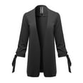 thumbnail image 1 of FashionOutfit Women's Casual Solid Tied-Up 3/4 Sleeve Open Blazer - Made in USA, 1 of 1