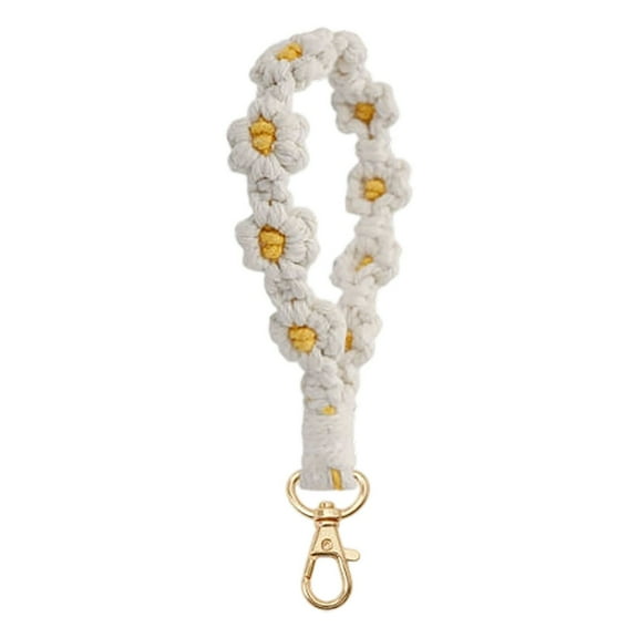 Handmade Wrist Lanyard for Keys - Boho Macrame Keychain Wristlet, Cute Keyring Holder Bracelet for Women and Girls, Exquisite Weave Keychain Accessory