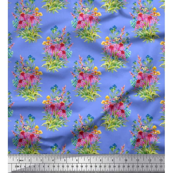 Soimoi Rayon Fabric Leaves & Floral Printed Craft Fabric by the Yard 42 Inch Wide