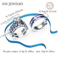 thumbnail image 4 of 3pc Couples Wedding Ring Sets His And Hers Women Sterling Silver Blue Moissanite and men Wedding Bands Together With Ring Gift Jewelry Box, 4 of 7