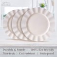 thumbnail image 5 of Elegant Plastic Plates for Party with Scalloped Rim (10 PC), Disposable Heavy-Duty Dinner Plates for Wedding Reception - 11.25”, Fancy Plastic Dinner Sets with Silver Edge for Upscale Events - Ivory, 5 of 5