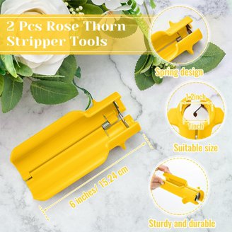 Lasnten 2 Pcs Rose Thorn Stripper Tool - Flower Stem Cleaner, Thorn And Leaf Remover For Roses, Yellow Plastic, 6 Inch Length