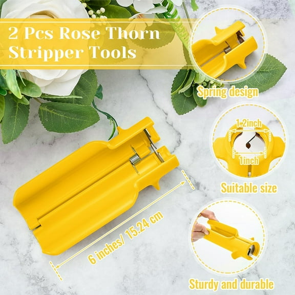 2 Pcs Rose Thorn Stripper Tool Thorn Remover for Roses Leaf Stripper Tool Flower Cleaner Cutter to Removal Leaf for Home,2 * Rose Thorn Stripper Tool,Yellow
