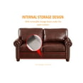 thumbnail image 4 of 2 Piece Living Room Sofa Set, PU Leather Chesterfield Sofa Loveseat+3 Seater Sofa Couch with Hidden Storage and Wooden Legs, Modern Sectional Sofa Set for Apartment Office, Burgundy, 4 of 9