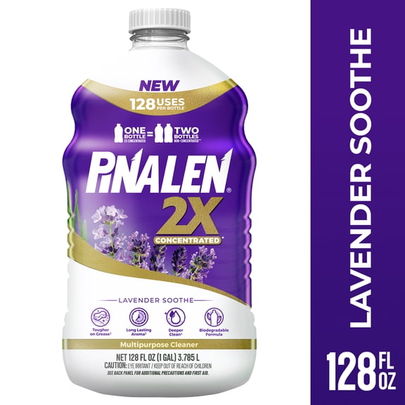Pinalen 2X Max Aromas Household All Purpose Cleaner - Lavender Soothe Scent, 128 fl oz Size Bottle