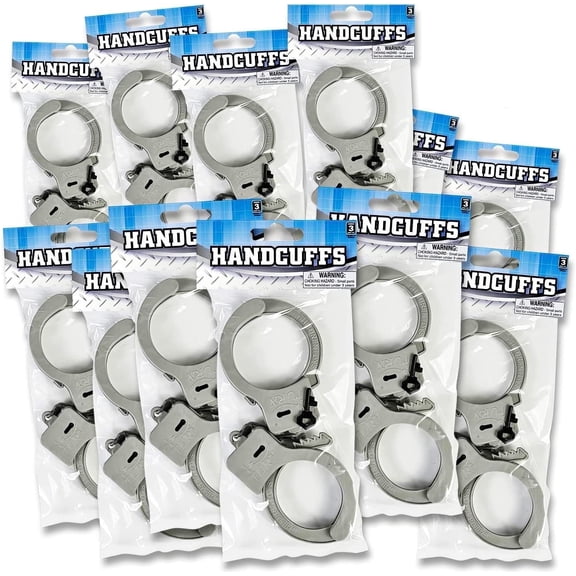 ArtCreativity Plastic Toy Handcuffs Set - Set of 12- Police Toys, Party Favor Ages 3 