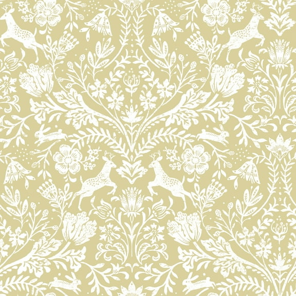 Chesapeake Forest Dance Honey Damask Wallpaper