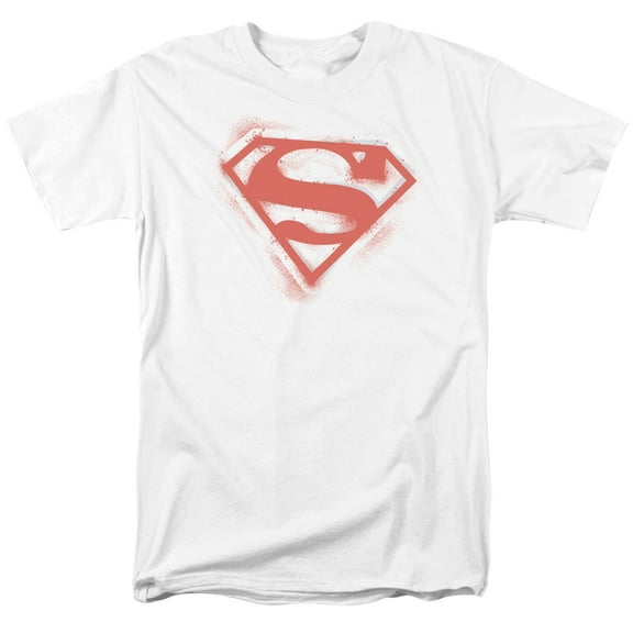 Superman Spray Paint Shield Adult 18/1 T-Shirt White