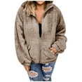 thumbnail image 1 of Women Plus Size Winter Warm Hooded Jacket with Zipper Pockets Outerwear Coat, 1 of 4