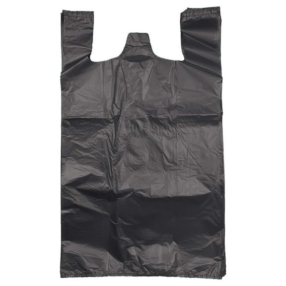 ROYAL7 Jumbo/Extra Large 19x10x32 Plastic Grocery Reusable T-Shirts Carry-Out Bags (BLACK, 200)