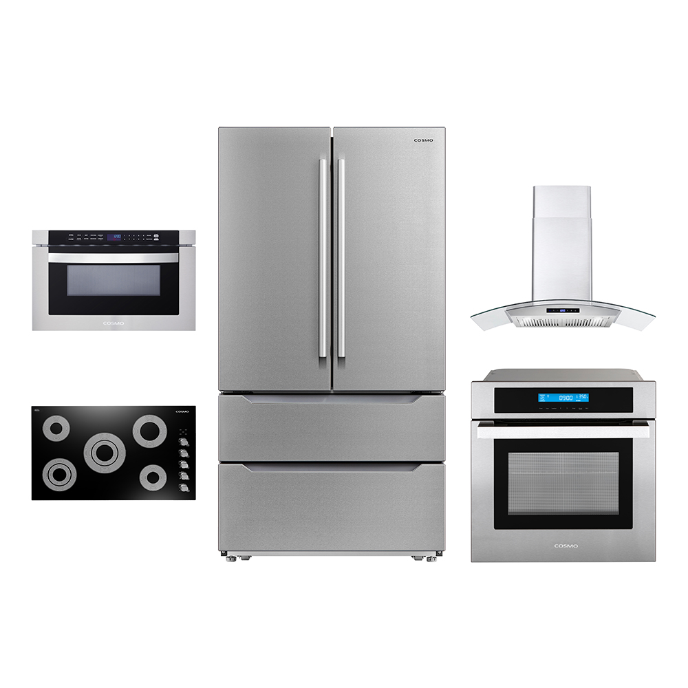 Cosmo 5 Piece Kitchen Appliance Package With 36" Electric Cooktop 36