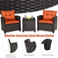 thumbnail image 5 of Costway 3 PCS Patio Rattan Furniture Set Cushioned Conversation Set Sofa Orange, 5 of 10