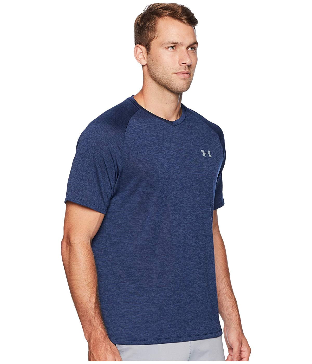 Under Armour Men's UA Tech 2.0 V-Neck T-Shirt, Steel/Black - LG 