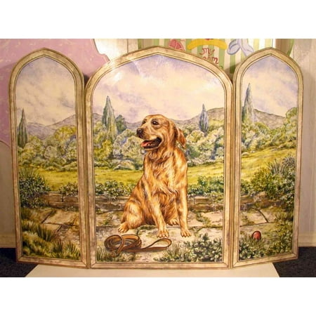 Golden Retriever Dog 3 Panel Decorative Fireplace Screen Walmart Com