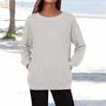 thumbnail image 2 of Yigetop Womens Long Sleeve T Shirts Womens Casual Crew Neck Long Sleeve Tunic Tops Basic Loose Fit Layering Tops with Pockets Long Sleeve Tunic Tops for Women Grey 2XL, 2 of 4