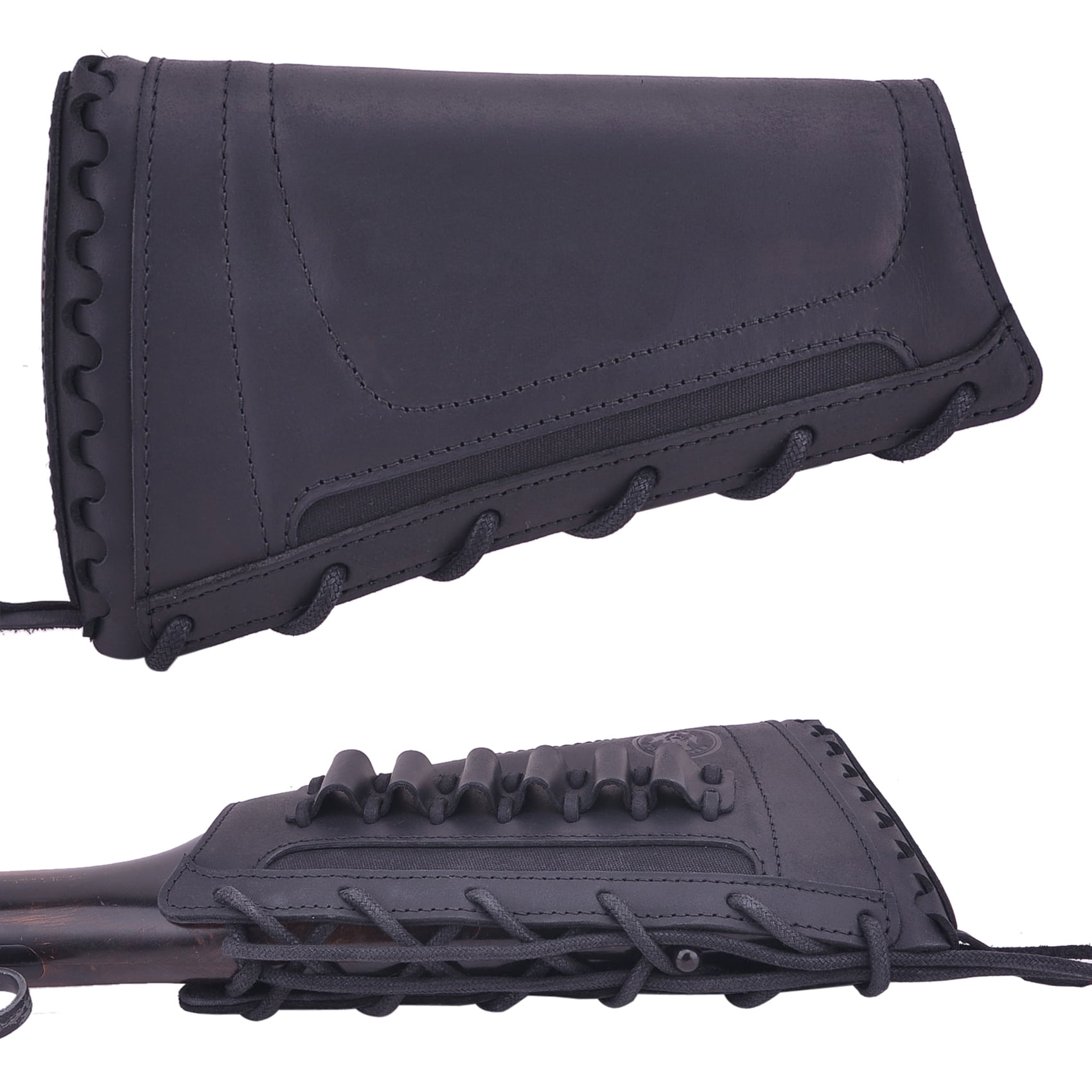 Leather Rifle Buttstock Cover Sleeve with Rifle Ammo Holder .308 .45/70 .40/65 410 .22-250 for Left Handed