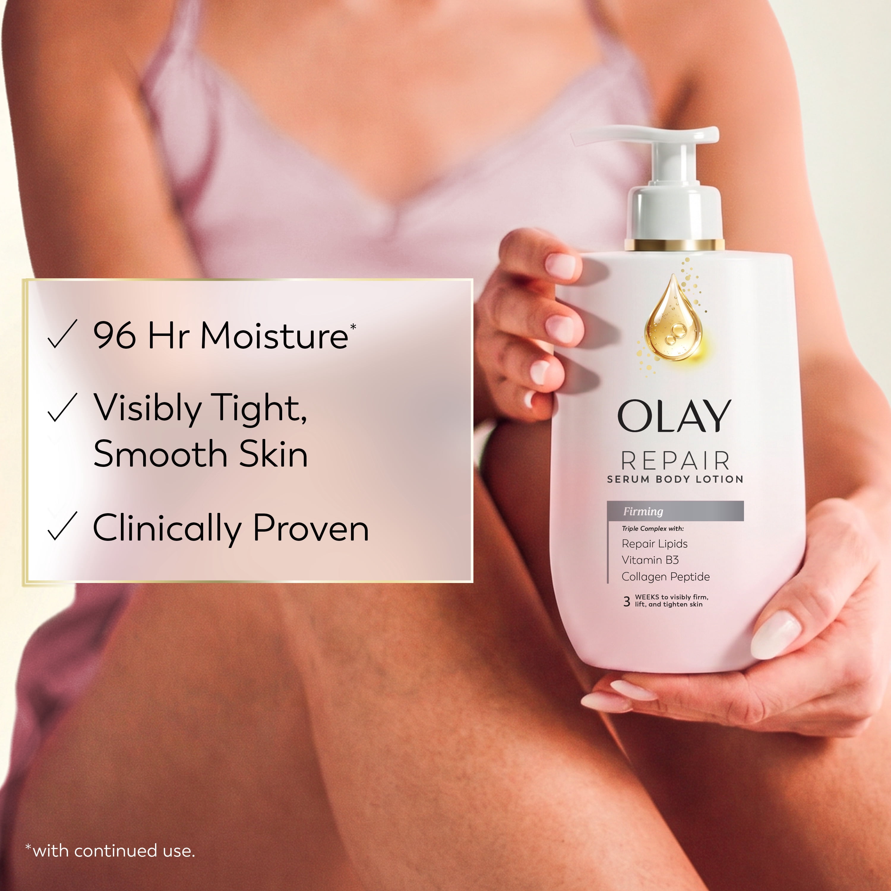 Olay Firming Body Lotion with Collagen Peptide, 96 HR Moisture, Visible Firming Care, 17 fl oz