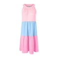 thumbnail image 4 of Girls' Sleeveless Color Block Dress Summer Casual Sundress Skater Swing Twirly Halter Dress Girls Dresses Size 8 Casual Dresses For Girls Cotton, 4 of 5
