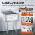thumbnail image 5 of KFFKFF Commercial Single Basin Sink with Faucet & Legs, 27"x41" - Stainless Steel, Free Standing, Ideal for Garage, Restaurant, Kitchen, Laundry - Prep & Utility Sink, Approved, 5 of 8