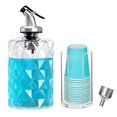 thumbnail image 3 of Elegante juego de dispensador de enjuague bucal de 16 oz: botella de vidrio con diseño de diamante con pico de vertido con corcho y portavasos para respirar fresco, ideal para el baño o la cocina, 3 of 5