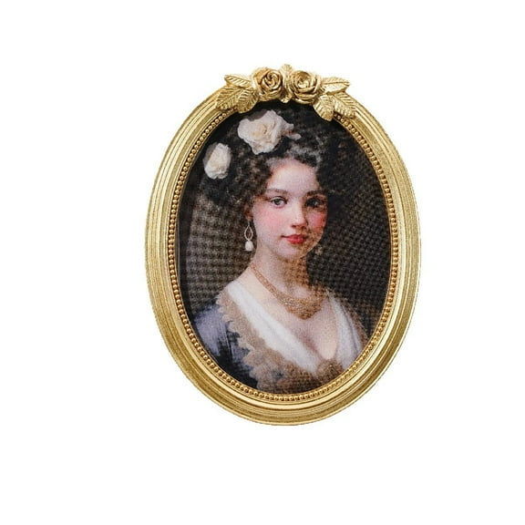 4x6 Antique Gold Picture Frame – Vintage Gold Oval Frame with Glass – Art Deco Style for Tabletop