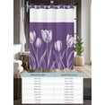 thumbnail image 6 of No Hook Shower Curtain with Snap in Liner Purple Tulip Flower Shower Curtain -Fabric Waterproof Inner Liner, Flower Shower Curtains Washable 36"x78", 6 of 9