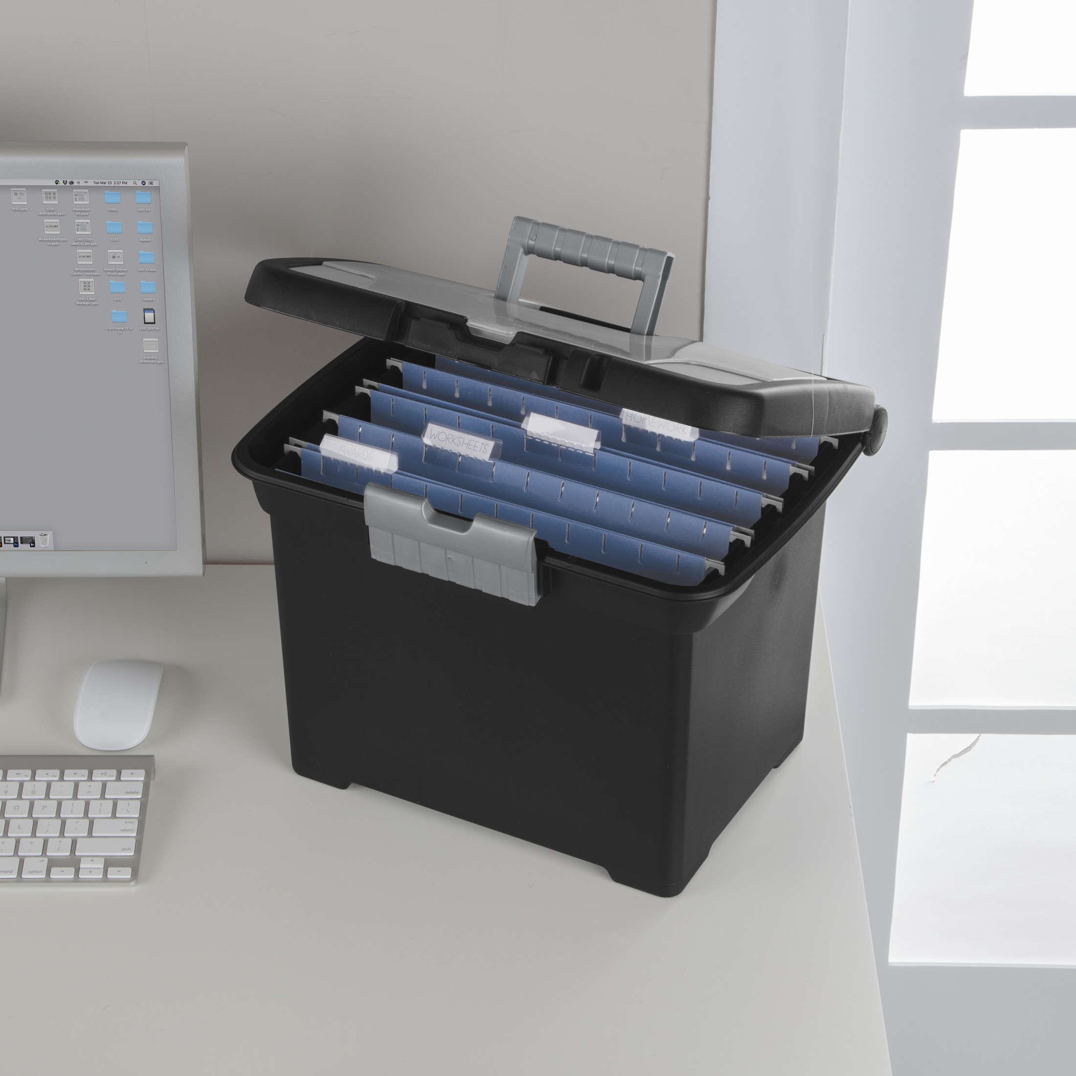 Sterilite Portable File Box with Lid Compartment, Black photo 4
