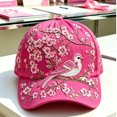 thumbnail image 2 of Rexolia Adjustable Breast Cancer Awareness Baseball Cap for Women and Men Embroidered Bird and Floral Pattern Structured Hat A One Size, 2 of 3