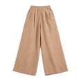 thumbnail image 5 of Women's Plus Size Linen Cotton Wide Leg Pants, High Waisted Pleated Draped Trousers, Breathable Loose Fit Casual Palazzo Pants for Resort and Vacation Khaki XXL, 5 of 6