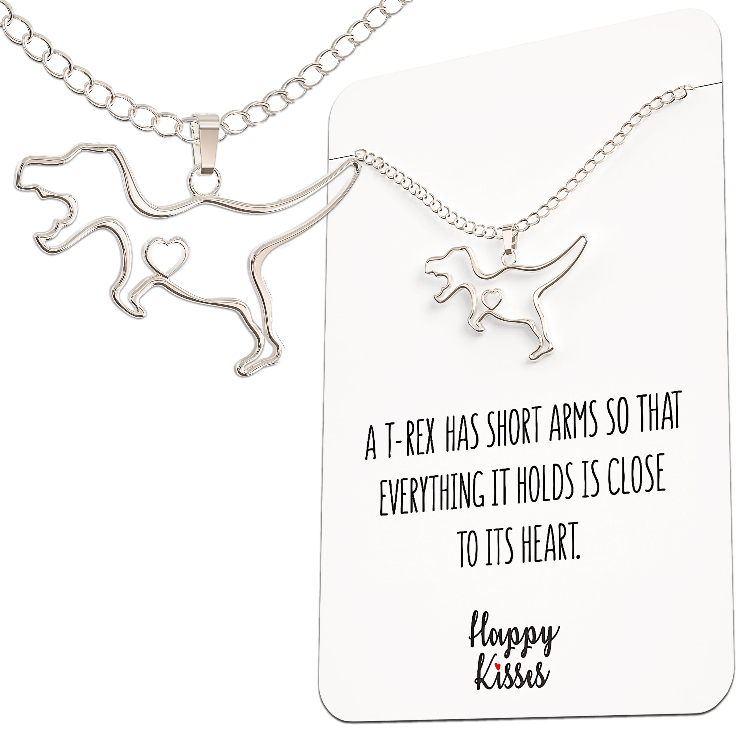 T-Rex Necklace - Dinosaur Gift With Sweet and Funny Message Card -  
