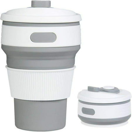 

PEACNNG Silicone Folding Coffee Cup BPA Free Portable Travel Mug Collapsible Silicon Cup For Outdoor Sport Gym Camping gray