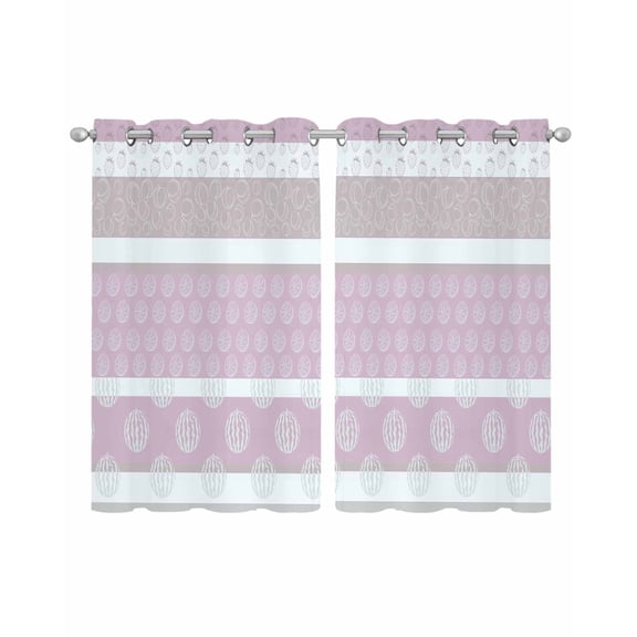 Farm Fruits Sheer Curtains 39 Inch Length 2 Panels Set for Living Room/Bedroom, Watermelon Lemons Peach Pink Grey Striped Kitchen Curtains Grommet Semi-Sheer Curtains Window Treatments 27.5"x39"x2