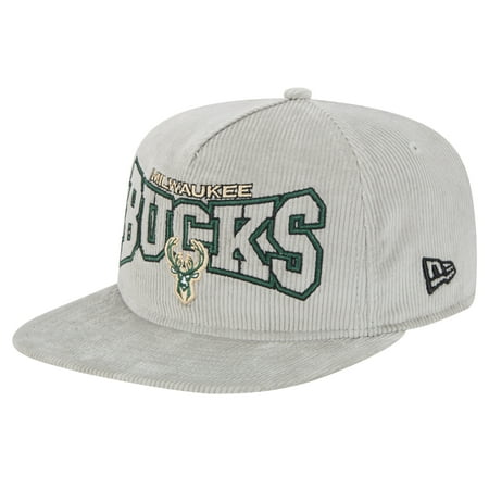 Men s New Era Gray Milwaukee Bucks Throwback Corduroy Golfer Snapback Hat