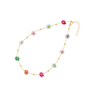 17.5" Virgin Mary Cross Pendant Necklace - Shell & Cubic Zirconia Gold Tone