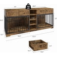 thumbnail image 6 of Towallmark 82” Double Dog Crate Furniture, Large Dog Kennel Indoor for 2 Dogs, Heavy Duty Wooden Dog Crate TV Stand with 4 Drawers and Shelves, Brown, 6 of 7