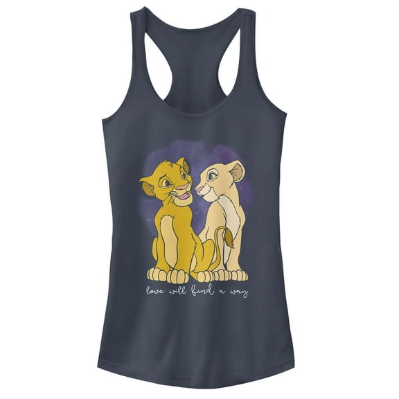 Junior's Lion King Cub Love Finds A Way  Racerback Tank Top Indigo Small