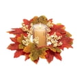 thumbnail image 6 of Artificial Maple Leaves and Berries Candle Rings, 11" Wide Autumn Wreaths, Fall Candle Holders, Farmhouse Thanksgiving Candle Holder Wreaths, Wedding Centerpiece Table Door, Halloween Decoration, 6 of 6