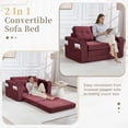thumbnail image 6 of Convertible Sofa Bed, 2 in 1 Fold Out Floor Couch with Pillows, Memory Foam, Corduroy, Space-Saving Seating for Living Room, Wine Red, 6 of 15