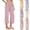 #01 Hot Pink, variant on Womens Cotton Linen Pants Summer Vertical Striped Wide Leg Capri Trousers Elastic Waist Casual Daily Wear Bottoms,XL,#01 Light pink