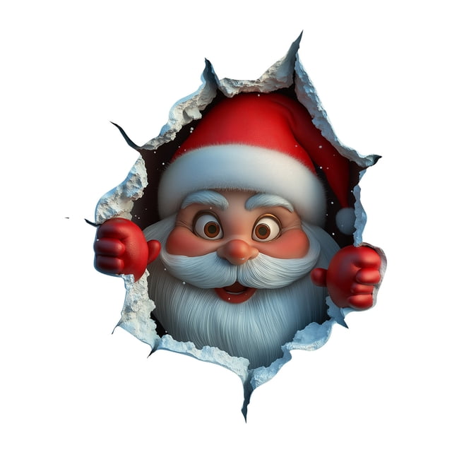 Living Room Decor,12-Inch 3D Wall Decal Sticker - Waterproof Santa Claus Design for Living Room and Bedroom, Residue Free