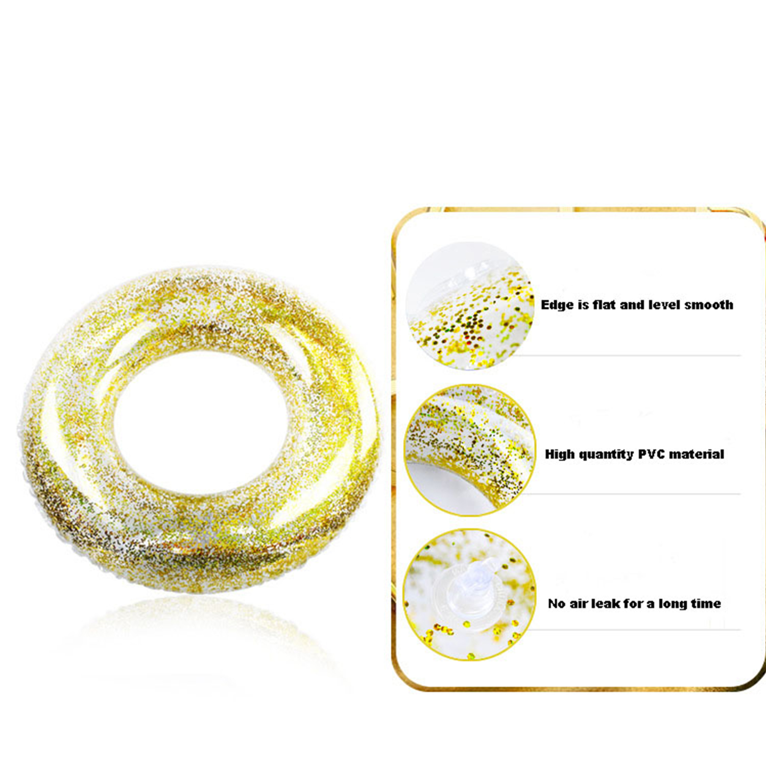 &nbsp;Glitter Swim Ring - Extra Large for The Pool Beach or Lake-Kids Teens Adults Glitter Inside Sparkles and Shines in The Sun - The Original Glitter Inflatable Tube Floats - image 3 of 8