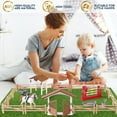 thumbnail image 4 of Style-Carry Horse Stable Figurine Playset Horse Toys with Rider Hurdle Figures Fence Kids Pretend Play Horse Racing Toys Set for 3 4 5 6 Year Old Boy Girl, 4 of 5