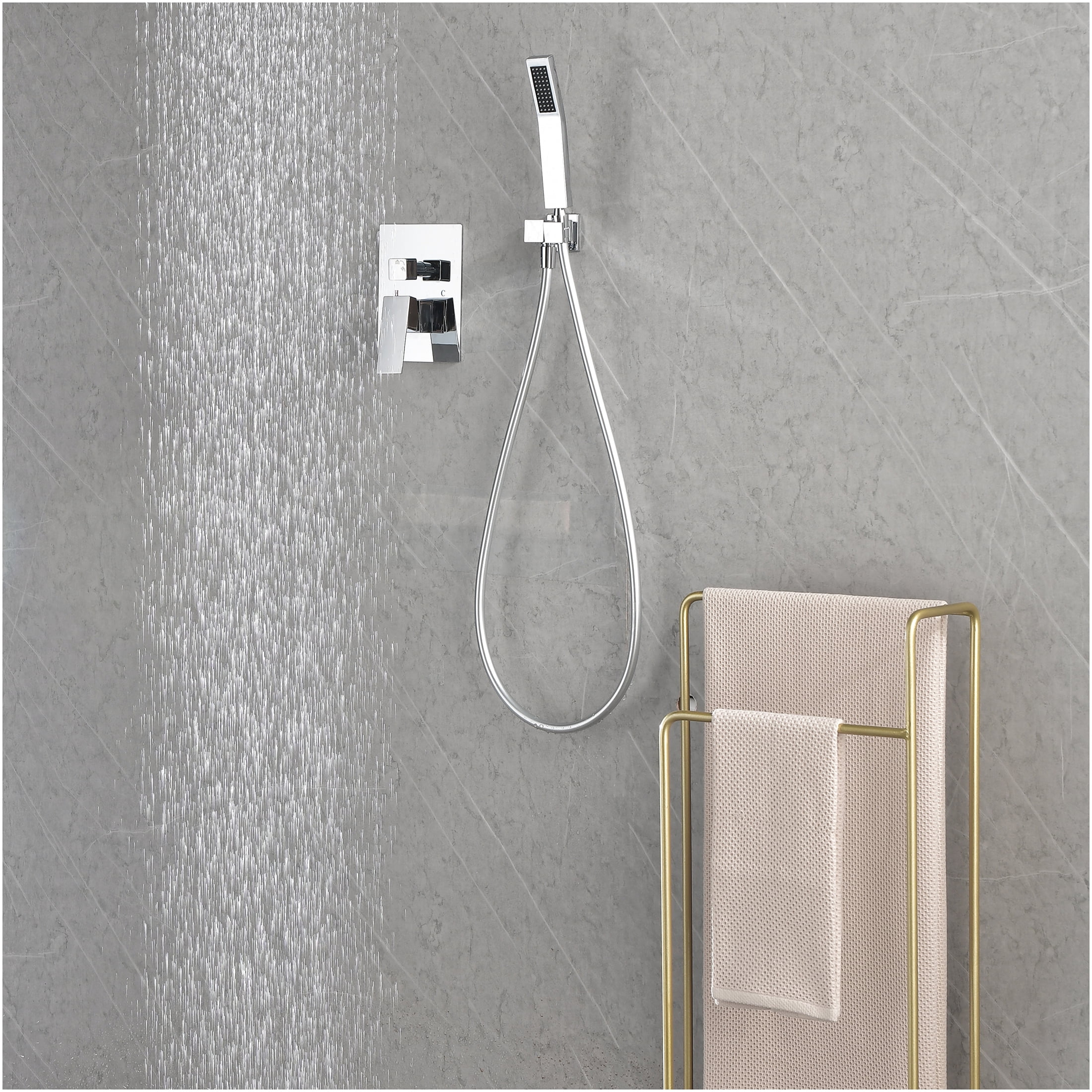 JERFIT 12 Inch Rain Shower System, Wall Mounted Luxury Shower Head Set with 6” Extension Arm, High Pressure Rainfall Showerhead in Brushed Nickel Finish
