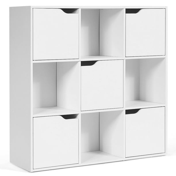 Gymax 9 Cube Bookcase Cabinet Wood, Wooden Cube Storage Shelf