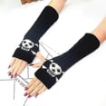 thumbnail image 5 of Arm Warmers Goth Knitted Fingerless Gloves Punk Skull Hand Warmers For Cosplay Typing Driving1 Pair, 5 of 5