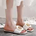 thumbnail image 4 of Anuirheih Clearance Slip on Sandals Women,Women Beach Breathable Flowers Sandals Home Slipper Flip-Flops Flat Shoes(White), 4 of 7
