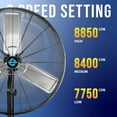 thumbnail image 6 of Tornado 30 Inch High Velocity Oscillating Metal Pedestal Fan Commercial, Industrial Use 3 Speed 8850 CFM 1/3 HP 10 FT Cord UL Safety Listed, 6 of 7
